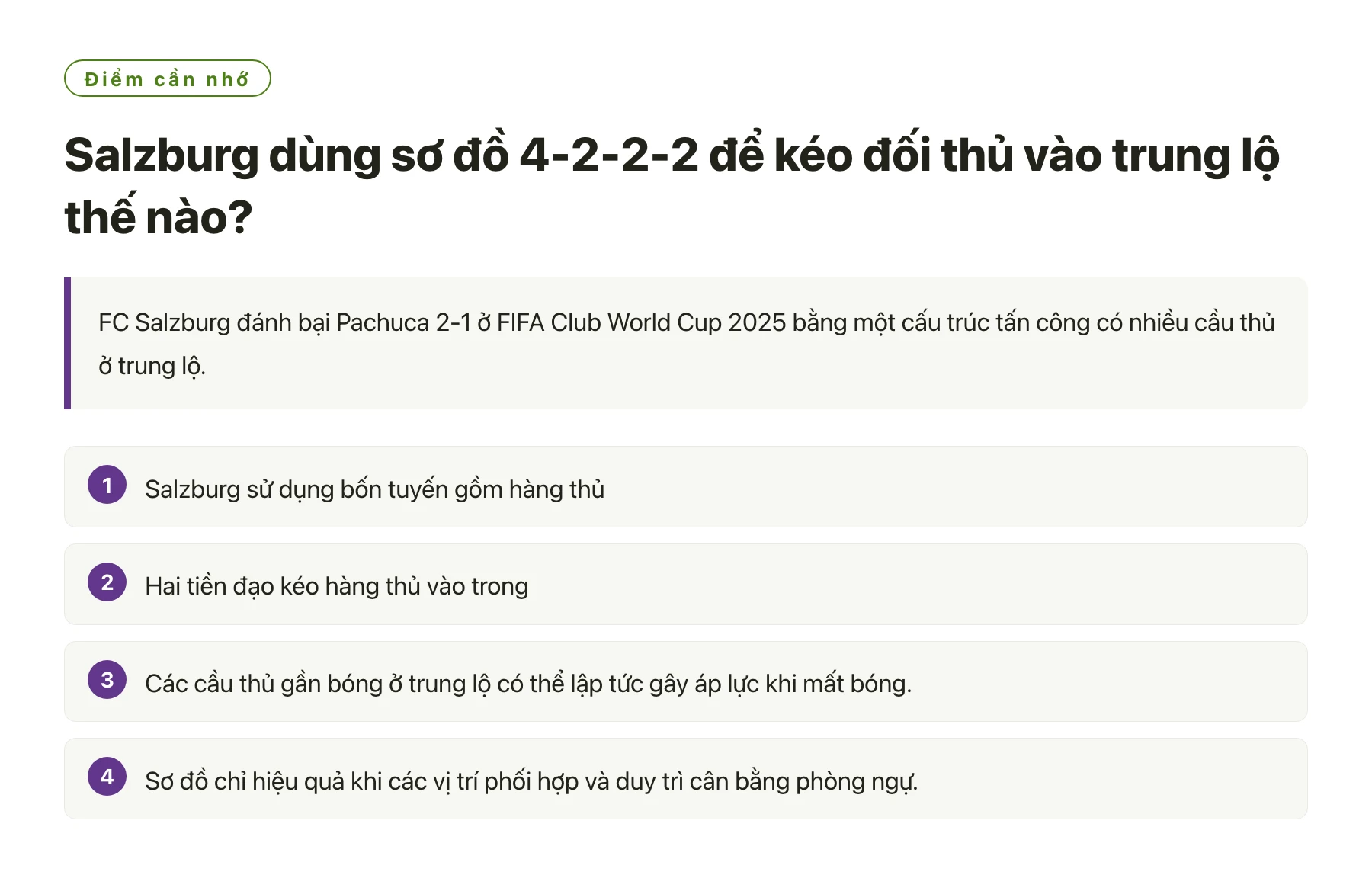 Salzburg dùng sơ đồ 4-2-2-2 để kéo đối thủ vào trung lộ thế nào?——全文要点速览