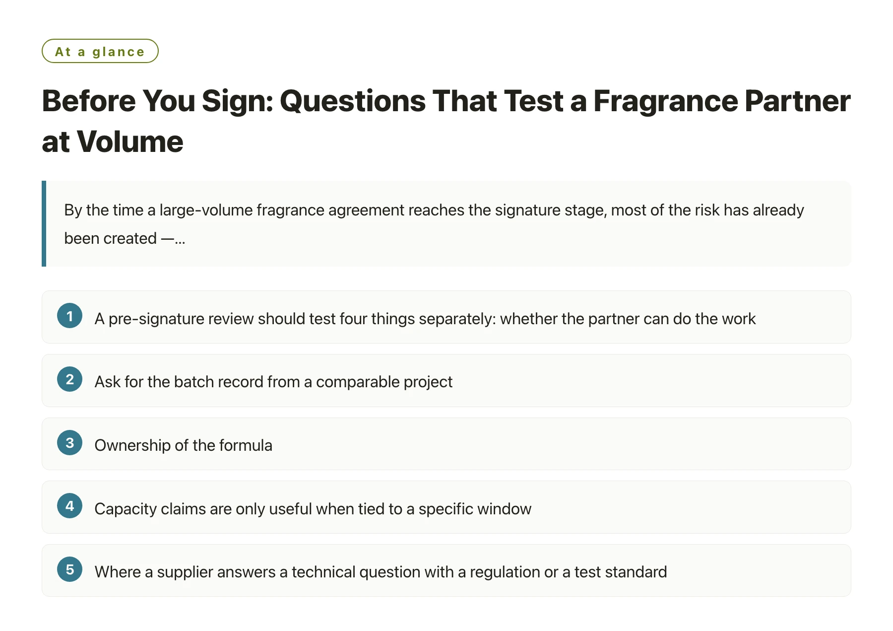 Before You Sign: Questions That Test a Fragrance Partner at Volume——全文要点速览